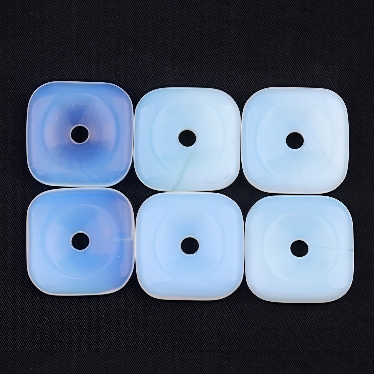 30MM Square Disc Lucky Coin Pingan Pendant for Jewelry Making Polished Crystal Amulet Peace Circle Donut Stone Beads 6MM Large Hole in Middle
