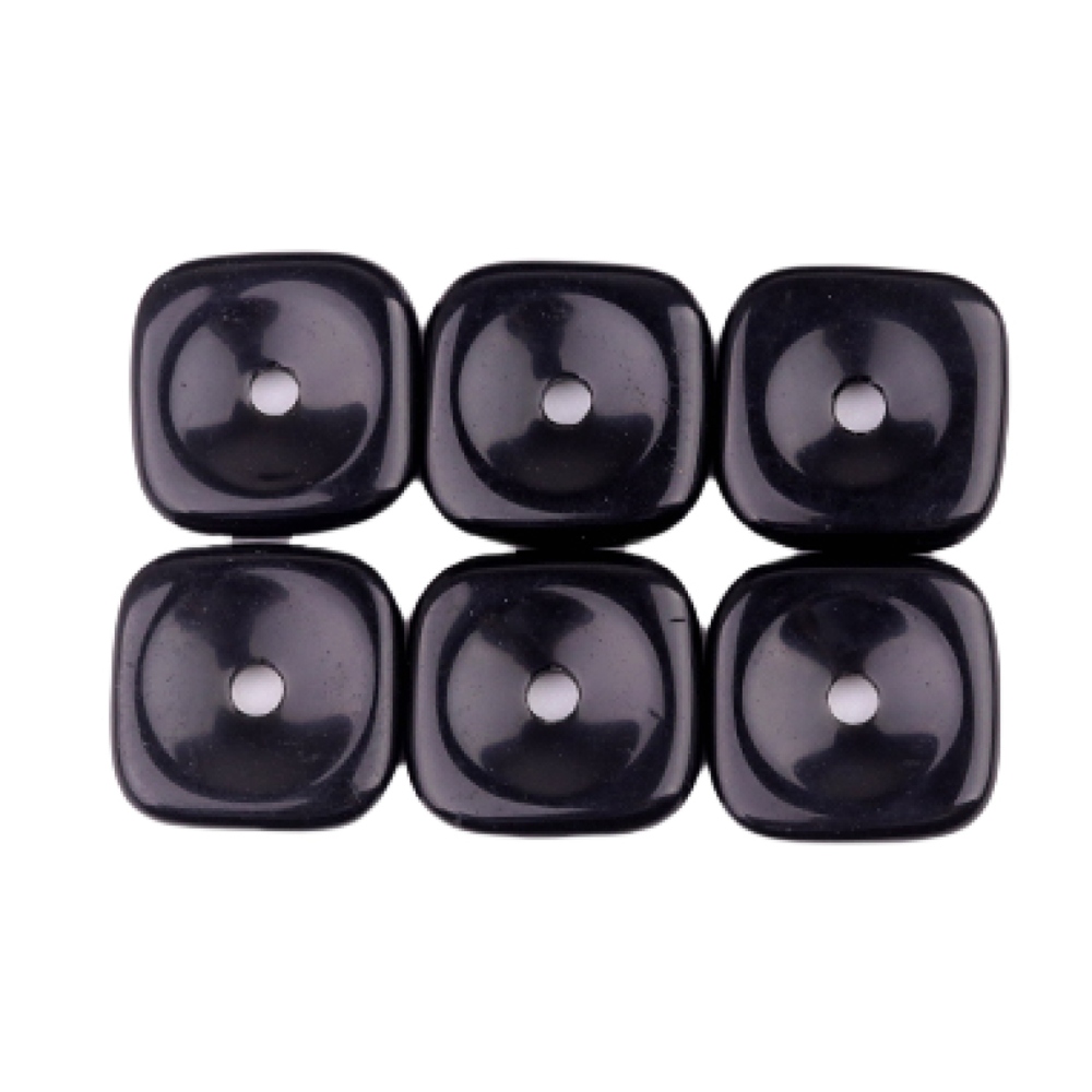 30MM Square Disc Lucky Coin Pingan Pendant for Jewelry Making Polished Crystal Amulet Peace Circle Donut Stone Beads 6MM Large Hole in Middle