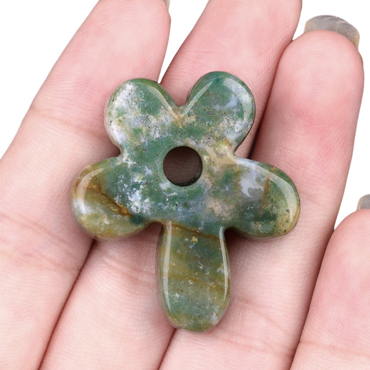 35MM Flower Stone Pendant for Jewelry Making Healing Chakra