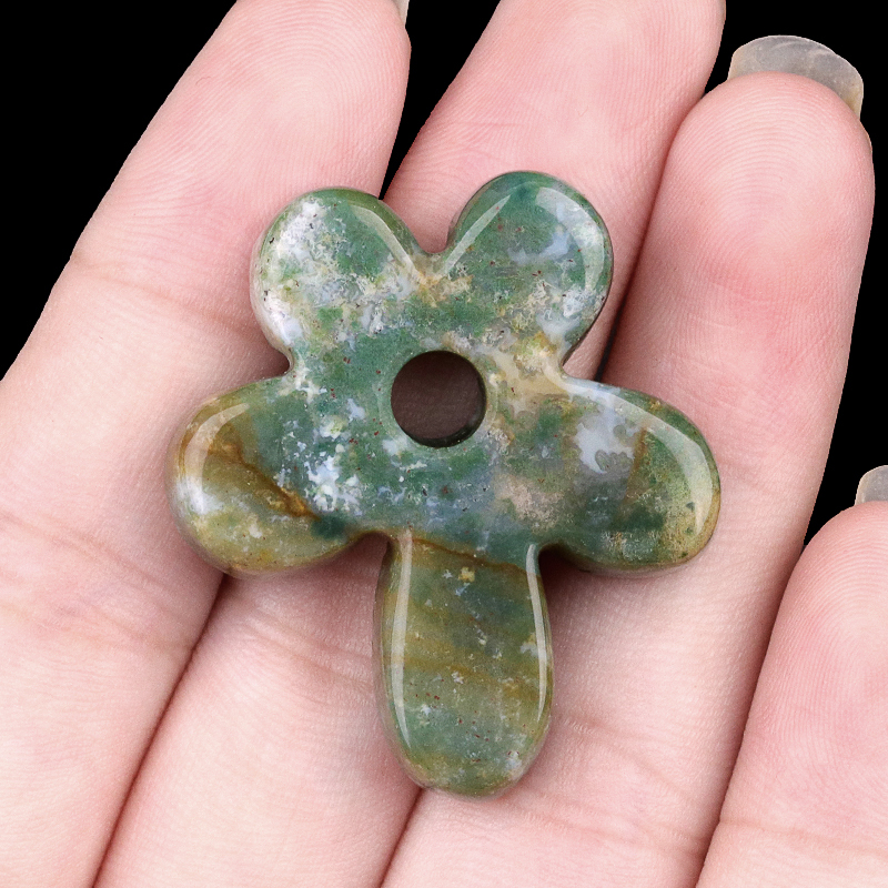 35MM Flower Stone Pendant for Jewelry Making Healing Chakra