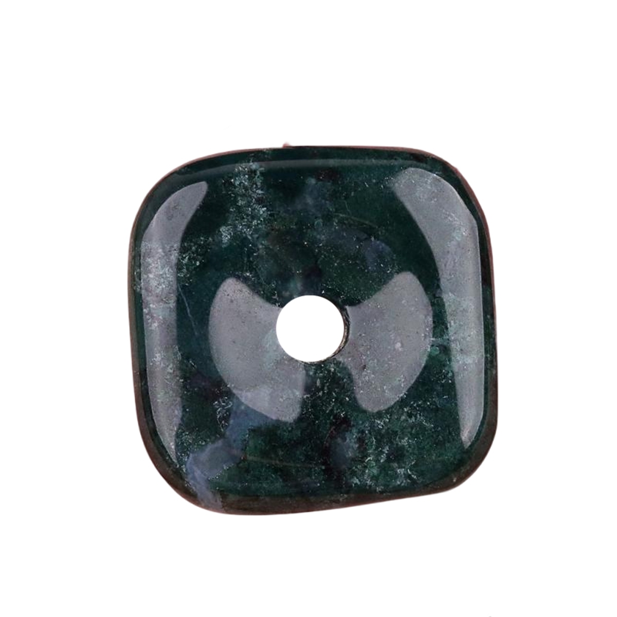 30MM Square Disc Lucky Coin Pingan Pendant for Jewelry Making Polished Crystal Amulet Peace Circle Donut Stone Beads 6MM Large Hole in Middle