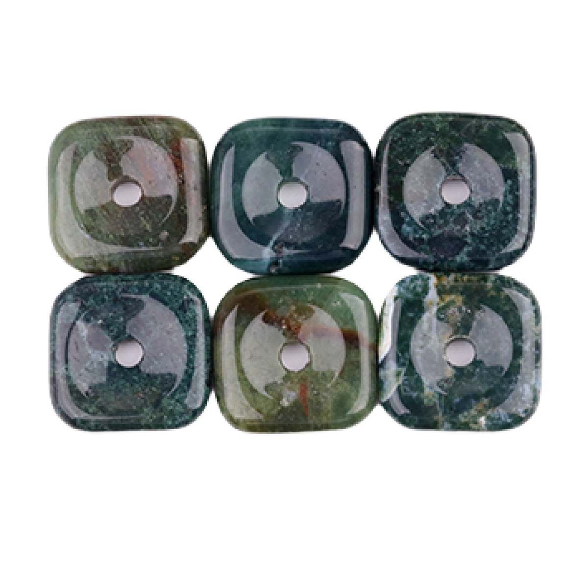30MM Square Disc Lucky Coin Pingan Pendant for Jewelry Making Polished Crystal Amulet Peace Circle Donut Stone Beads 6MM Large Hole in Middle