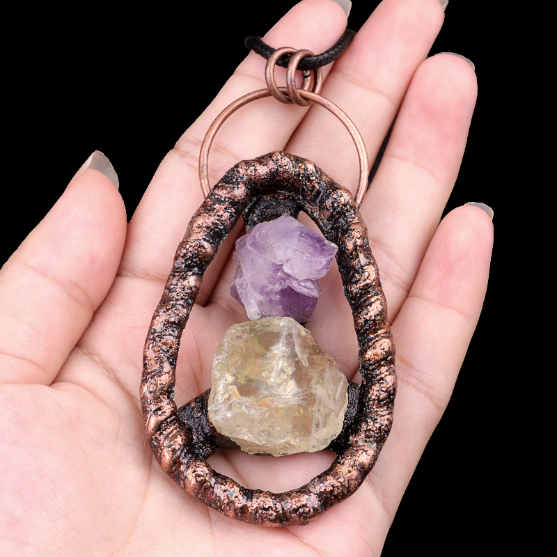 Natural Raw Gemstone Nugget Handcrafted Retro Red Copper Pendant for Making Jewelry SP1916C