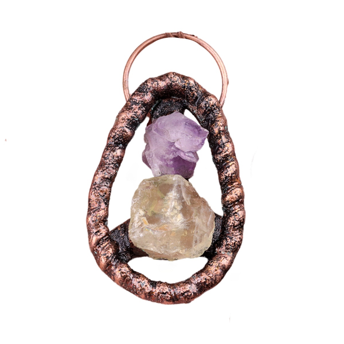 Natural Raw Gemstone Nugget Handcrafted Retro Red Copper Pendant for Making Jewelry SP1916C