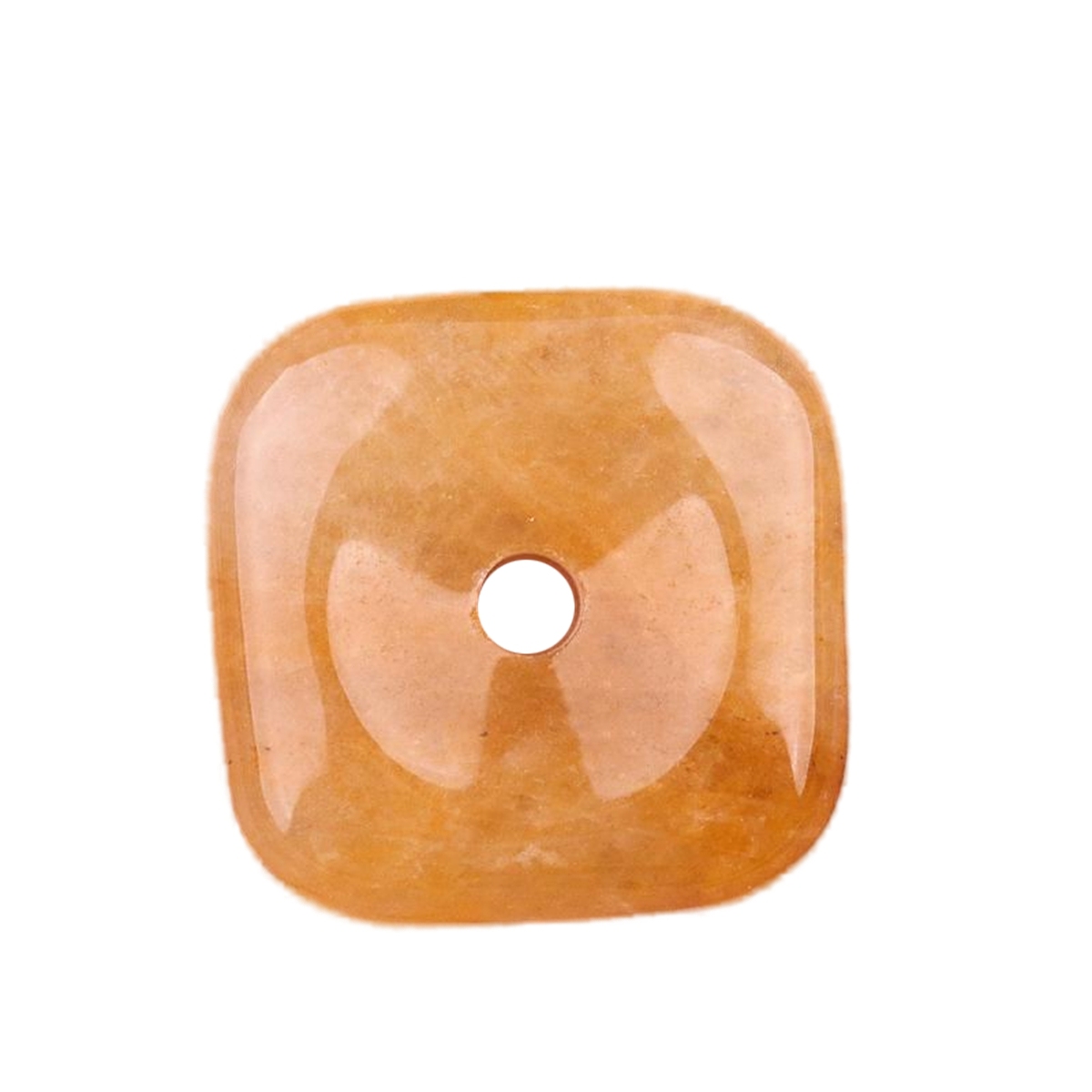 30MM Square Disc Lucky Coin Pingan Pendant for Jewelry Making Polished Crystal Amulet Peace Circle Donut Stone Beads 6MM Large Hole in Middle