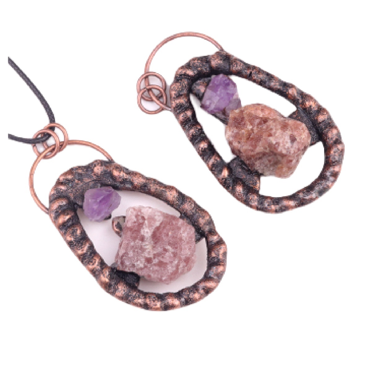 Natural Raw Gemstone Nugget Handcrafted Retro Red Copper Pendant for Making Jewelry SP1916C