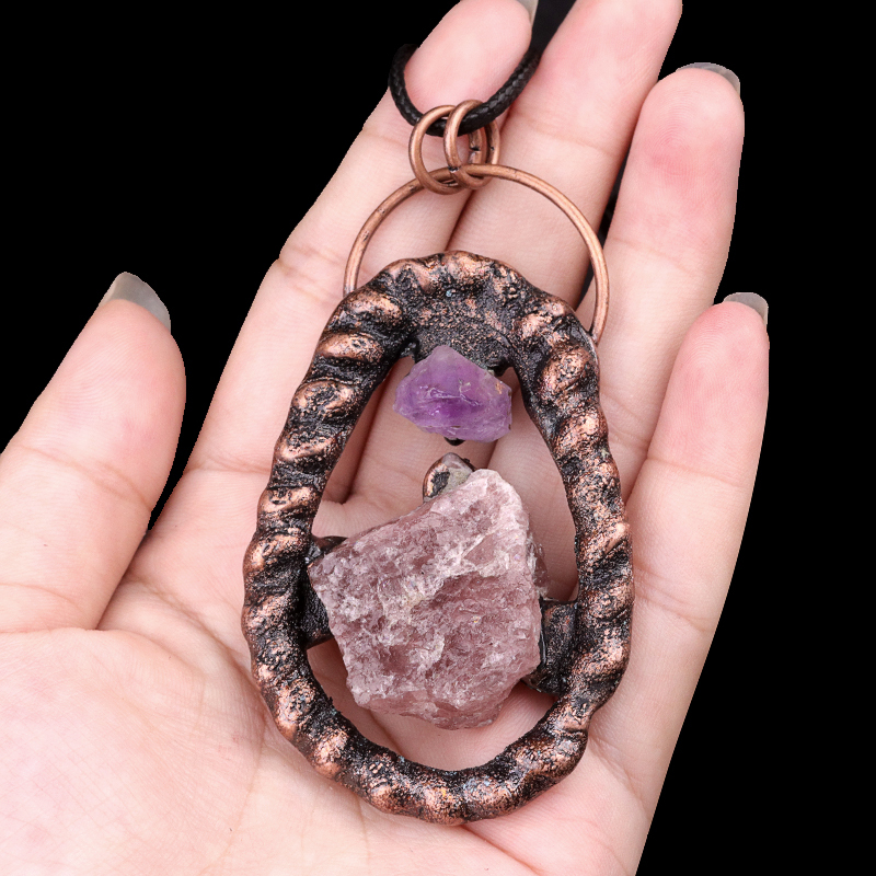 Natural Raw Gemstone Nugget Handcrafted Retro Red Copper Pendant for Making Jewelry SP1916C