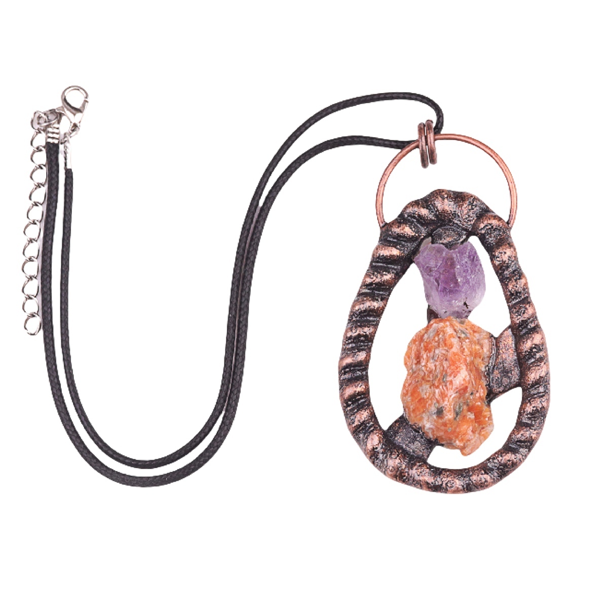 Natural Raw Gemstone Nugget Handcrafted Retro Red Copper Pendant for Making Jewelry SP1916C