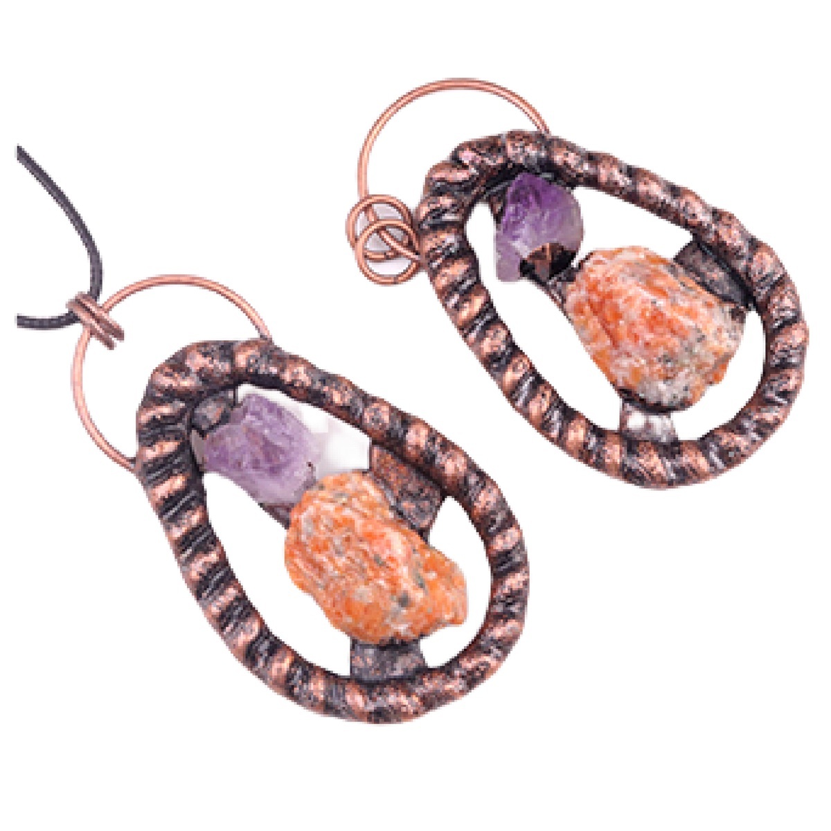 Natural Raw Gemstone Nugget Handcrafted Retro Red Copper Pendant for Making Jewelry SP1916C