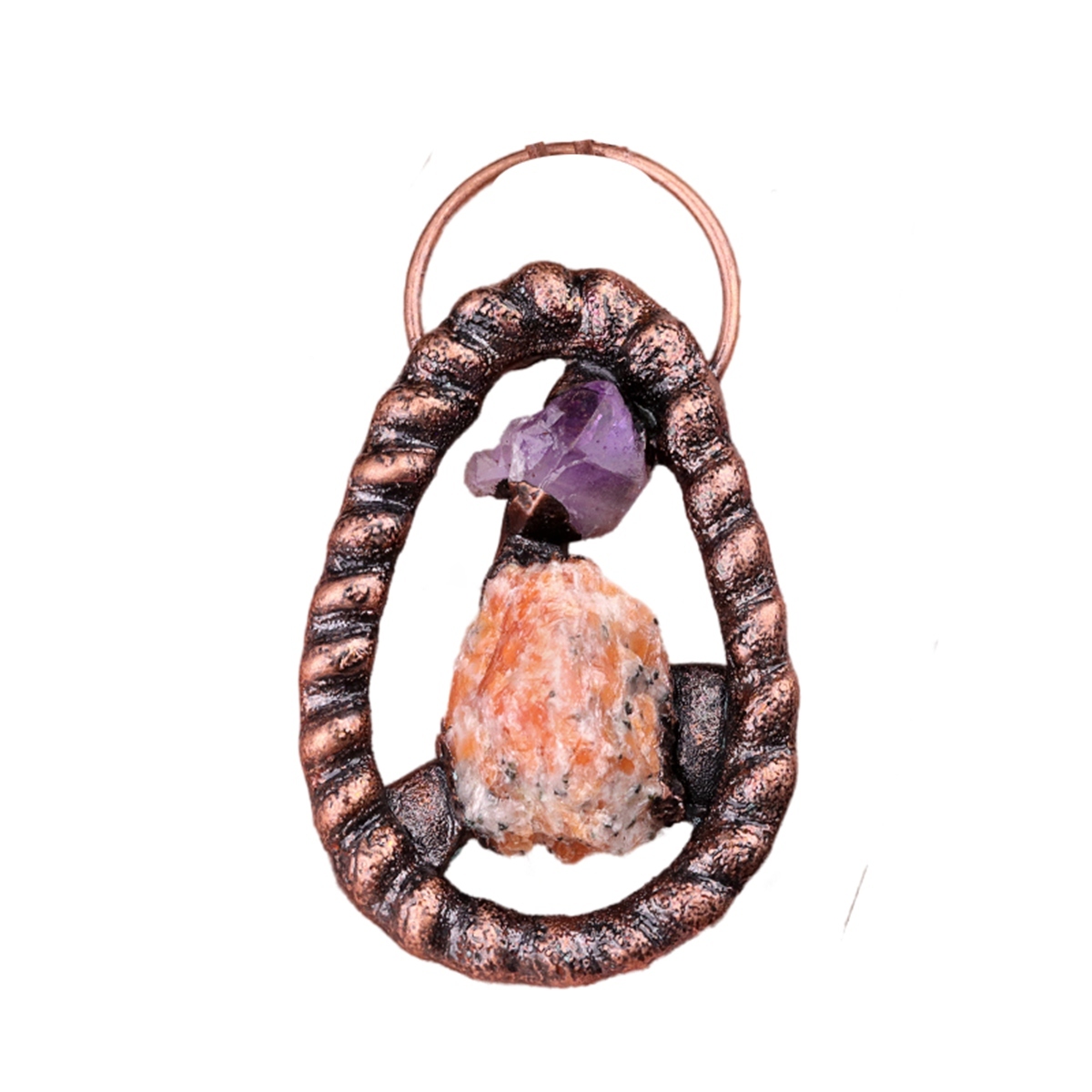 Natural Raw Gemstone Nugget Handcrafted Retro Red Copper Pendant for Making Jewelry SP1916C