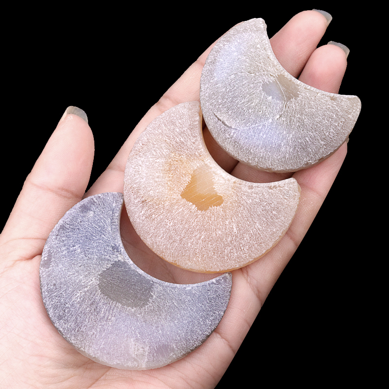 2.0Inch Handmade Craved Matte Agate Heart Moon Star for Home Decoration #SP1921