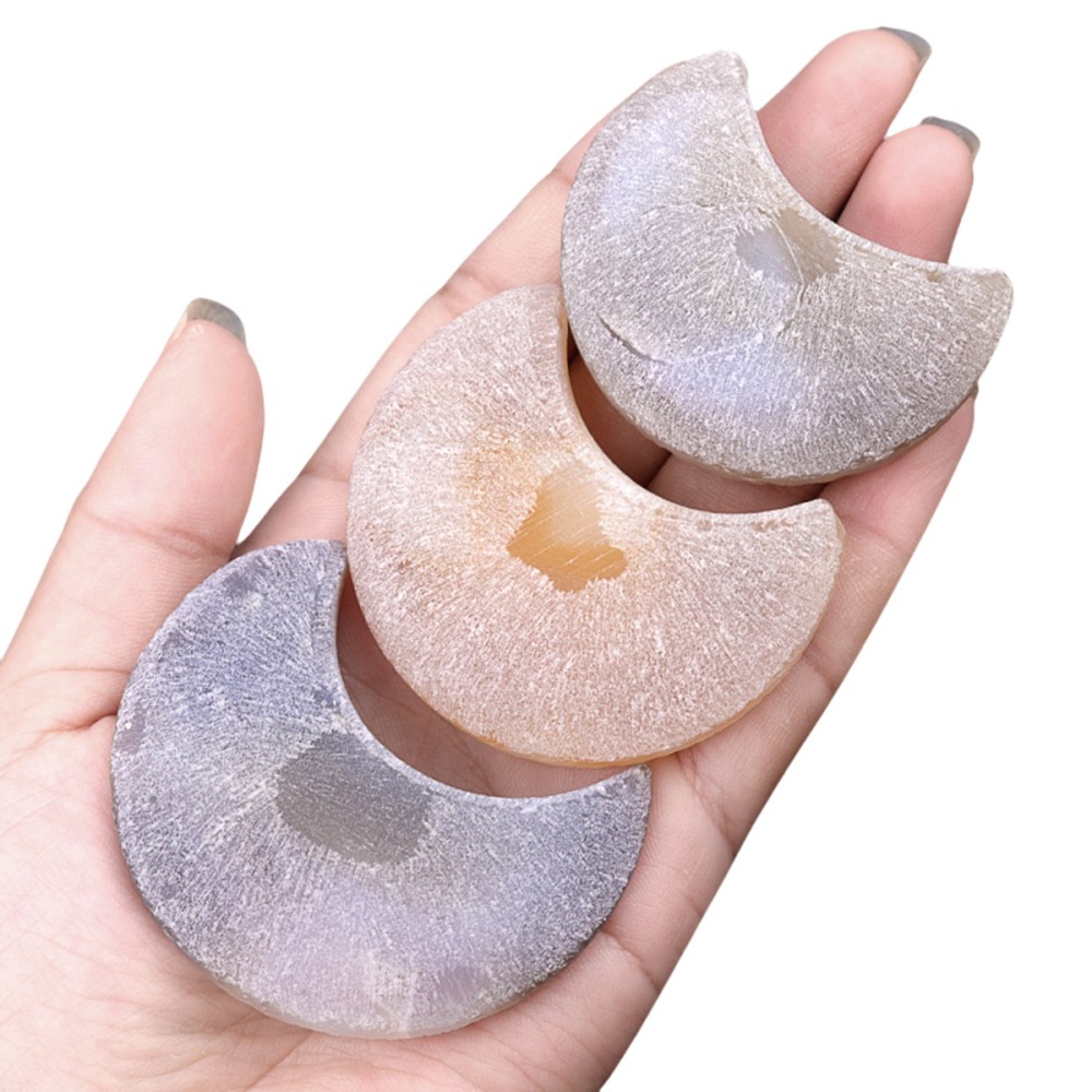 2.0Inch Handmade Craved Matte Agate Heart Moon Star for Home Decoration #SP1921
