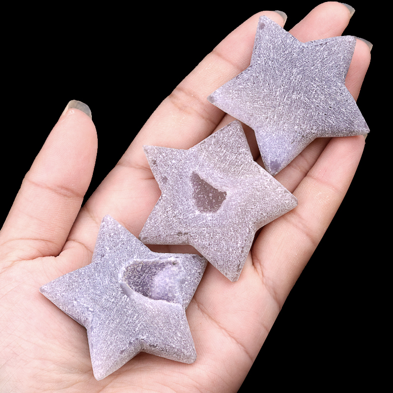 2.0Inch Handmade Craved Matte Agate Heart Moon Star for Home Decoration #SP1921