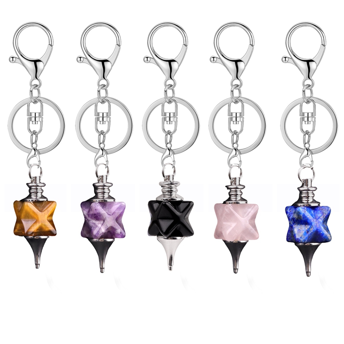 Carving Kaba Star Multi-Color Crystal Stone Spiritual Pendant Healing Meditation Divination Exquisite Pendulum As Gift