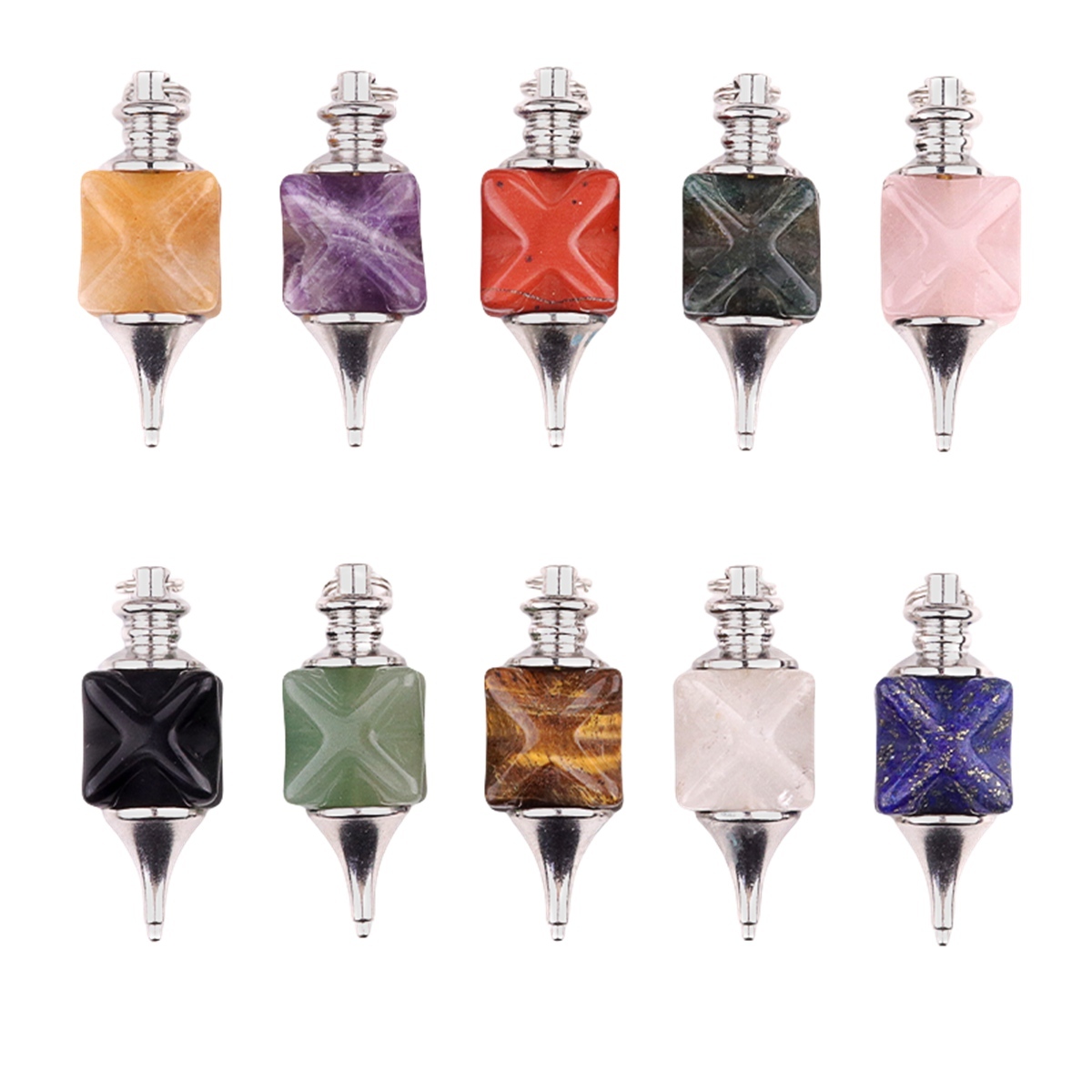 Carving Kaba Star Multi-Color Crystal Stone Spiritual Pendant Healing Meditation Divination Exquisite Pendulum As Gift