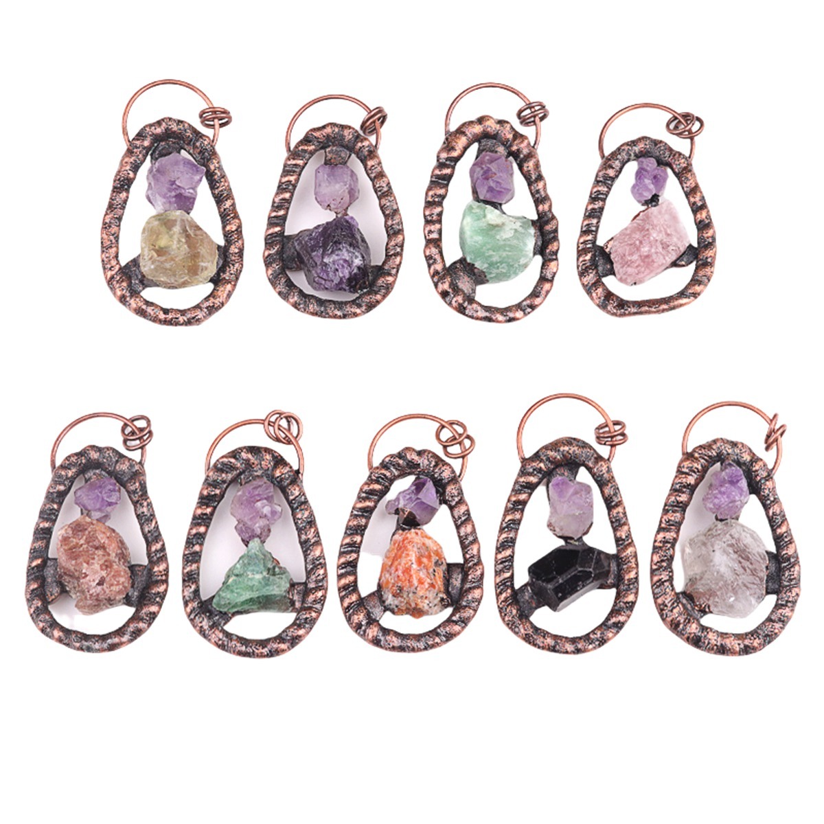 Natural Raw Gemstone Nugget Handcrafted Retro Red Copper Pendant for Making Jewelry SP1916C