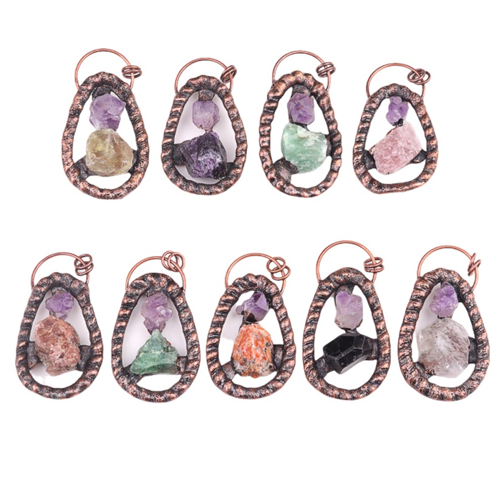 Natural Raw Gemstone Nugget Handcrafted Retro Red Copper Pendant for Making Jewelry SP1916C