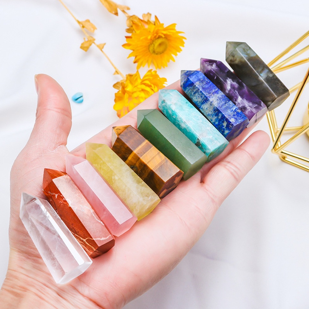 Natural Stone 4-5CM Crystal Column Point 10 Pieces Set Hexagonal Column Crystal Healing Stone Handicraft Friend Gift Set