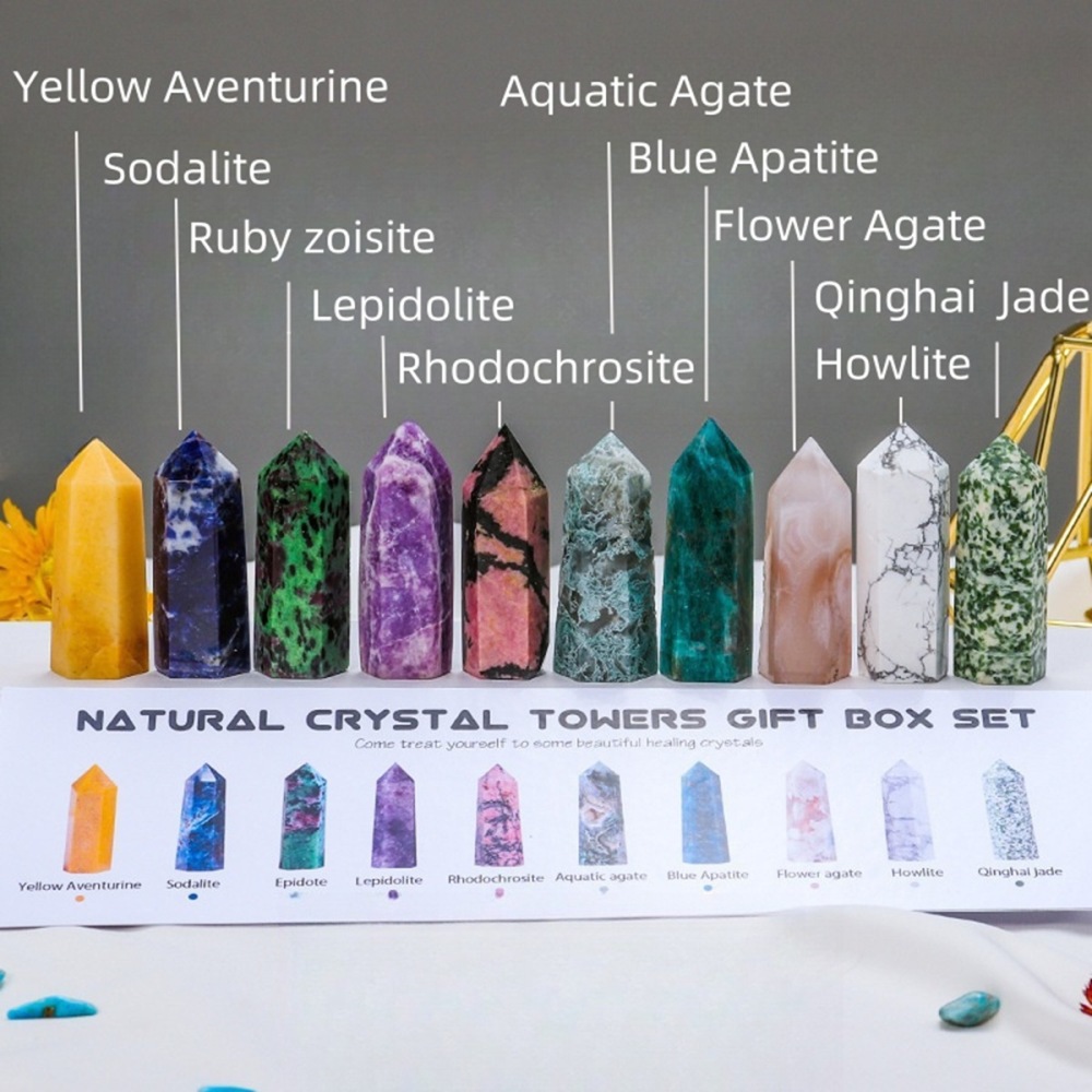 Natural Stone 4-5CM Crystal Column Point 10 Pieces Set Hexagonal Column Crystal Healing Stone Handicraft Friend Gift Set