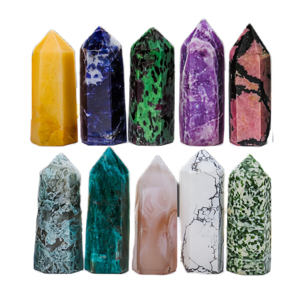 Natural Stone 4-5CM Crystal Column Point 10 Pieces Set Hexagonal Column Crystal Healing Stone Handicraft Friend Gift Set