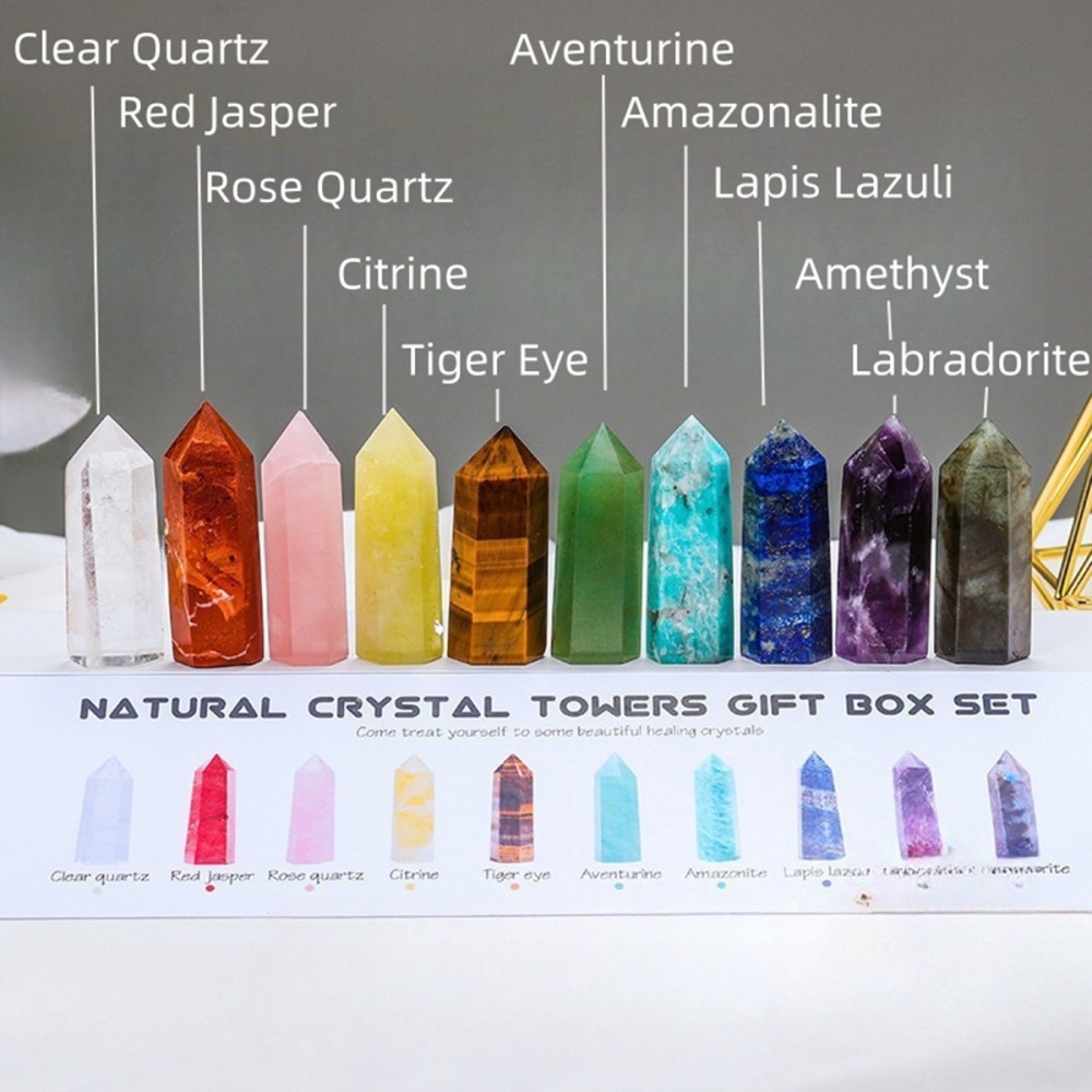 Natural Stone 4-5CM Crystal Column Point 10 Pieces Set Hexagonal Column Crystal Healing Stone Handicraft Friend Gift Set