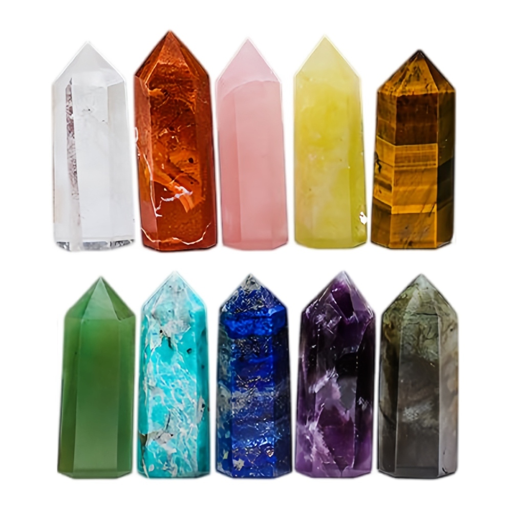Natural Stone 4-5CM Crystal Column Point 10 Pieces Set Hexagonal Column Crystal Healing Stone Handicraft Friend Gift Set