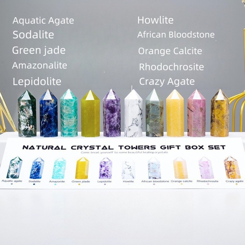 Natural Stone 4-5CM Crystal Column Point 10 Pieces Set Hexagonal Column Crystal Healing Stone Handicraft Friend Gift Set