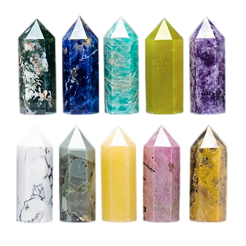 Natural Stone 4-5CM Crystal Column Point 10 Pieces Set Hexagonal Column Crystal Healing Stone Handicraft Friend Gift Set