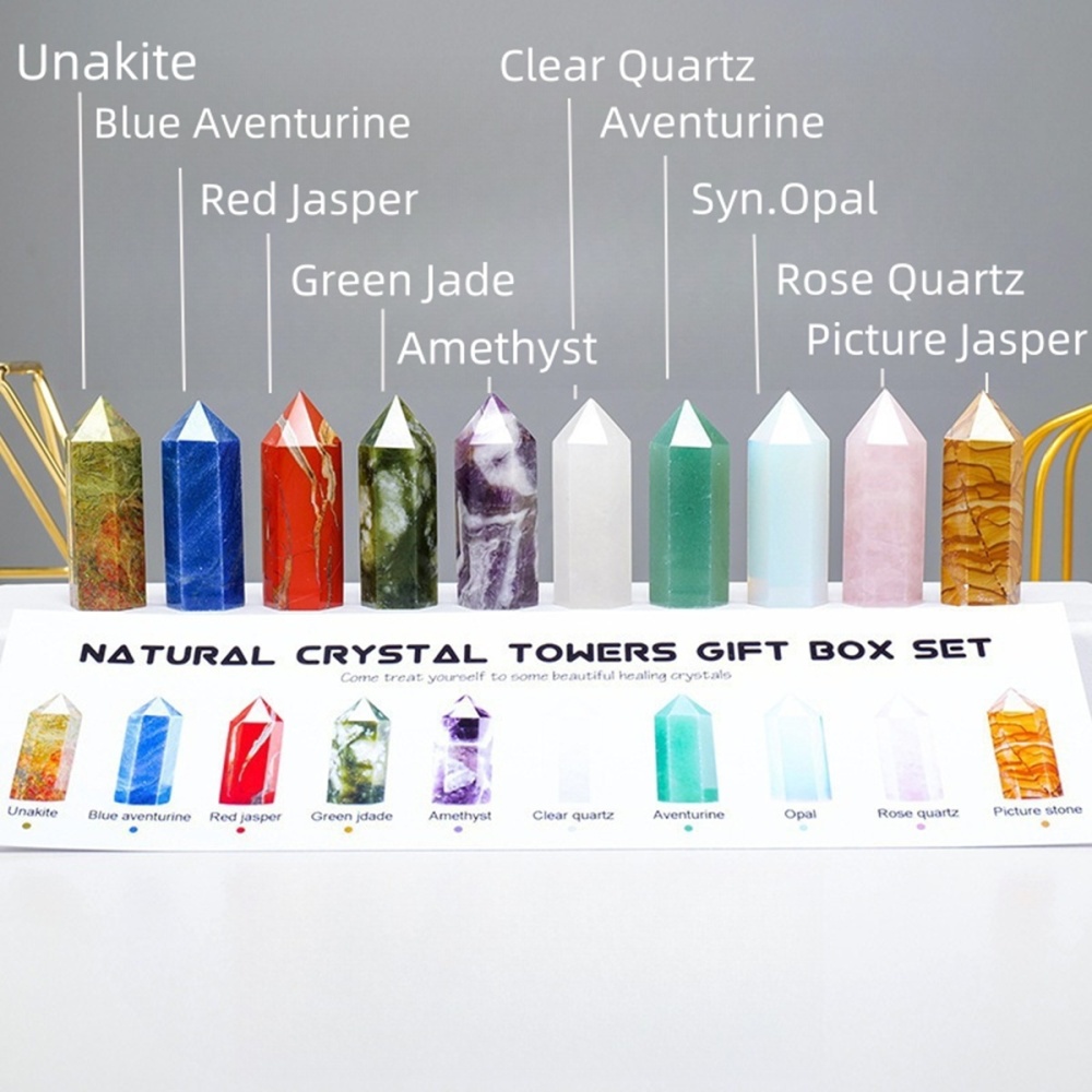 Natural Stone 4-5CM Crystal Column Point 10 Pieces Set Hexagonal Column Crystal Healing Stone Handicraft Friend Gift Set