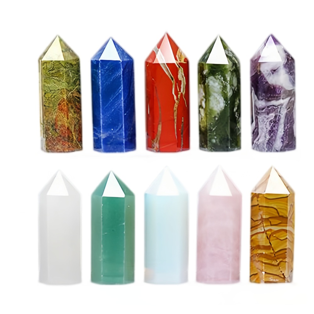 Natural Stone 4-5CM Crystal Column Point 10 Pieces Set Hexagonal Column Crystal Healing Stone Handicraft Friend Gift Set