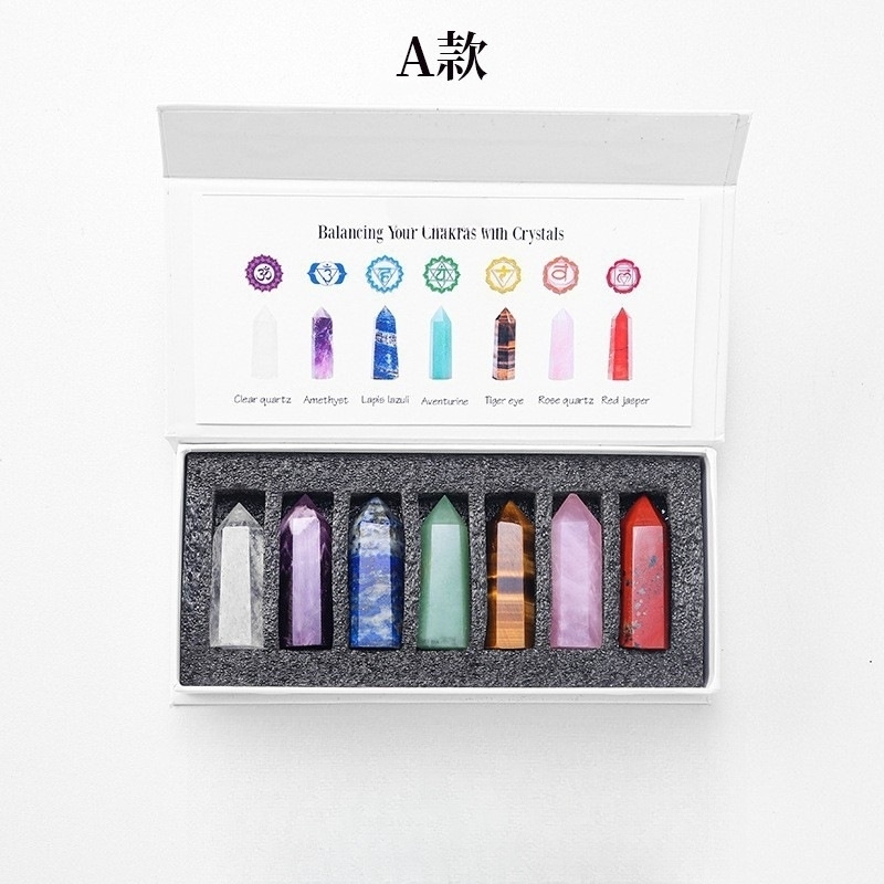 Natural Stone 4-5CM Crystal Column Point 7 Pieces Set Hexagonal Column Crystal Healing Stone Handicraft Friend Gift Set