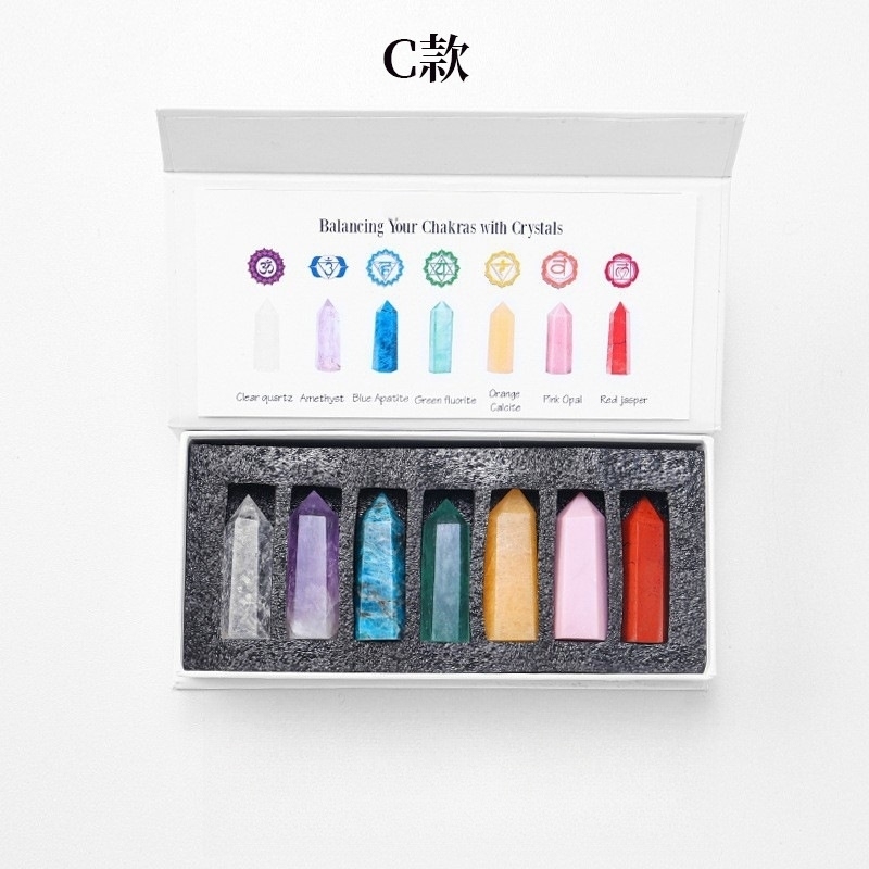 Natural Stone 4-5CM Crystal Column Point 7 Pieces Set Hexagonal Column Crystal Healing Stone Handicraft Friend Gift Set