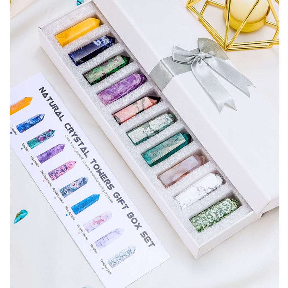 Natural Stone 4-5CM Crystal Column Point 10 Pieces Set Hexagonal Column Crystal Healing Stone Handicraft Friend Gift Set