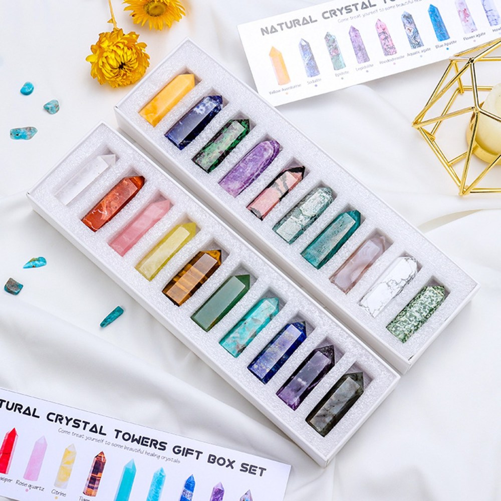 Natural Stone 4-5CM Crystal Column Point 10 Pieces Set Hexagonal Column Crystal Healing Stone Handicraft Friend Gift Set