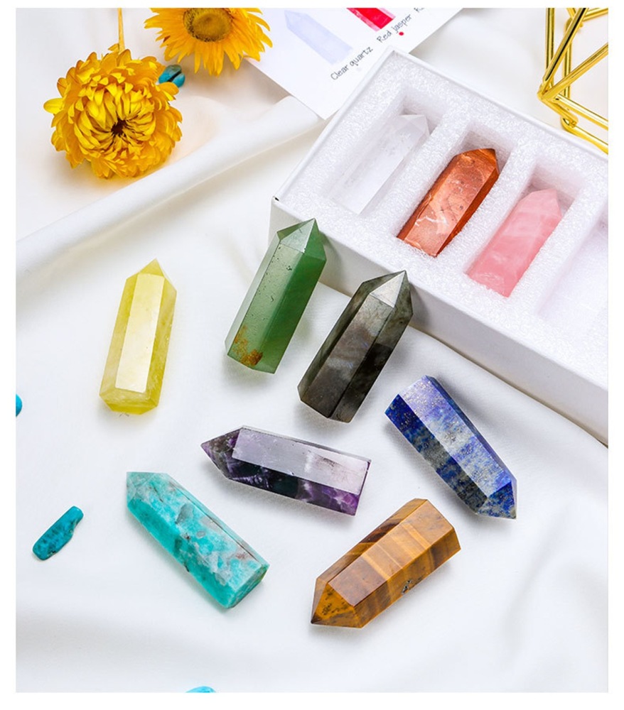 Natural Stone 4-5CM Crystal Column Point 10 Pieces Set Hexagonal Column Crystal Healing Stone Handicraft Friend Gift Set