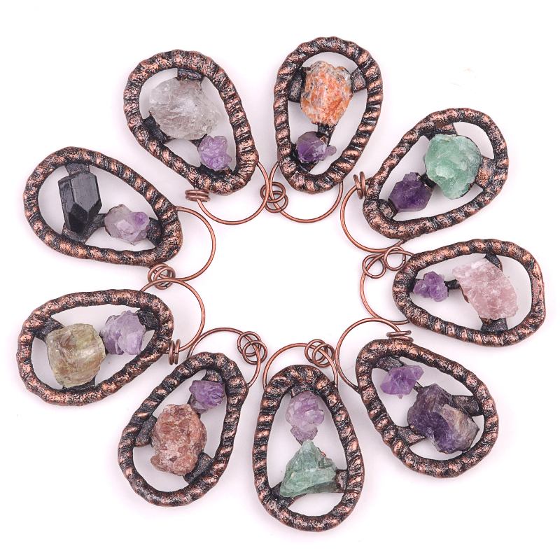 Natural Raw Gemstone Nugget Handcrafted Retro Red Copper Pendant for Making Jewelry SP1916C