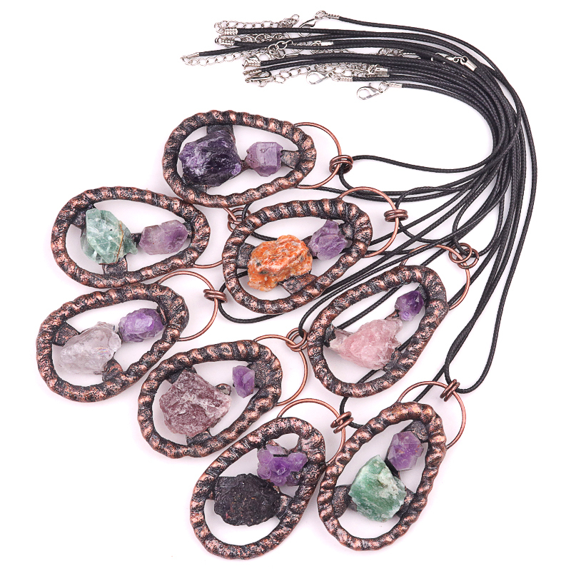 Natural Raw Gemstone Nugget Handcrafted Retro Red Copper Pendant for Making Jewelry SP1916C