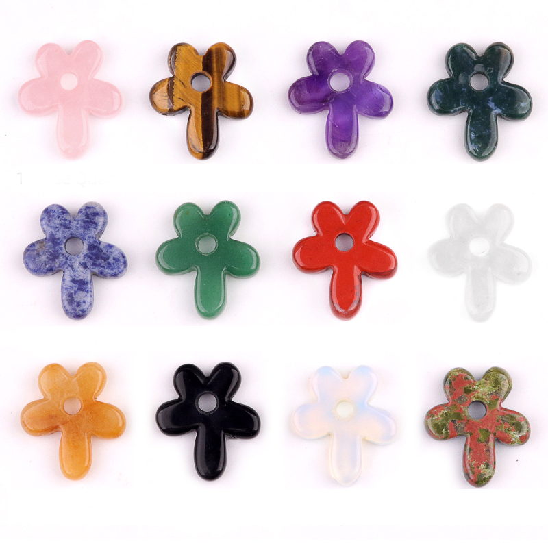 35MM Flower Stone Pendant for Jewelry Making Healing Chakra