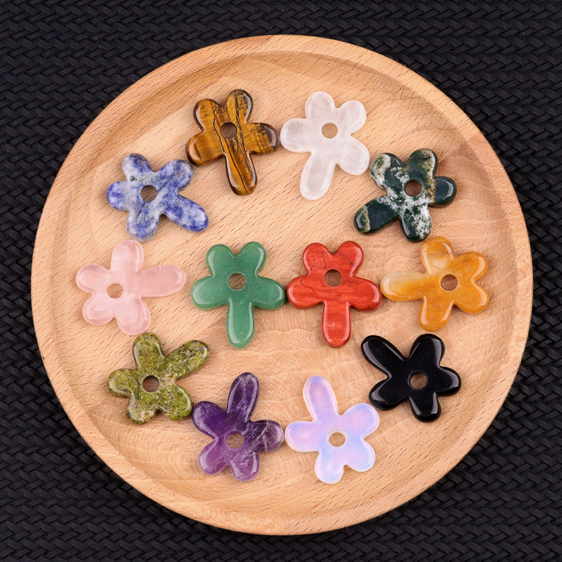 35MM Flower Stone Pendant for Jewelry Making Healing Chakra