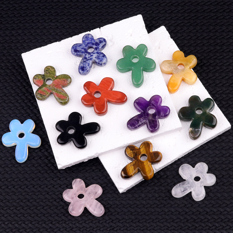 35MM Flower Stone Pendant for Jewelry Making Healing Chakra