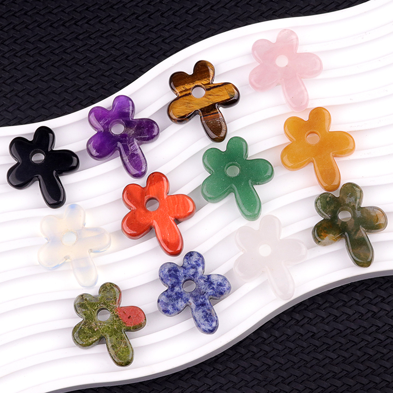 35MM Flower Stone Pendant for Jewelry Making Healing Chakra