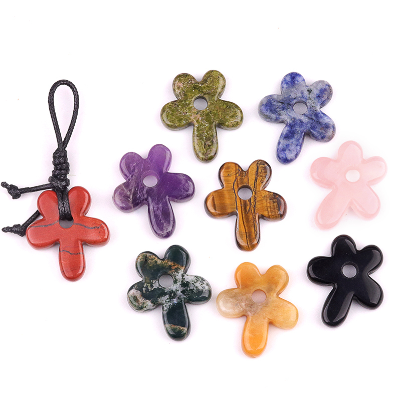 35MM Flower Stone Pendant for Jewelry Making Healing Chakra