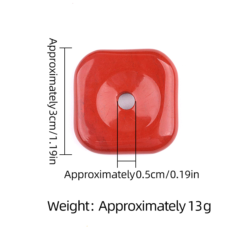 30MM Square Disc Lucky Coin Pingan Pendant for Jewelry Making Polished Crystal Amulet Peace Circle Donut Stone Beads 6MM Large Hole in Middle