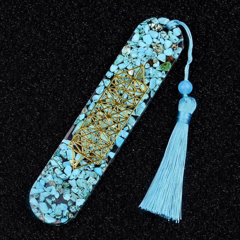 Style-B Resin Bookmarks with Tassels Handmade Raw Chip Stone Bookmark Presents for Women Kids Students Teachers and Book Lovers School Home Reading
