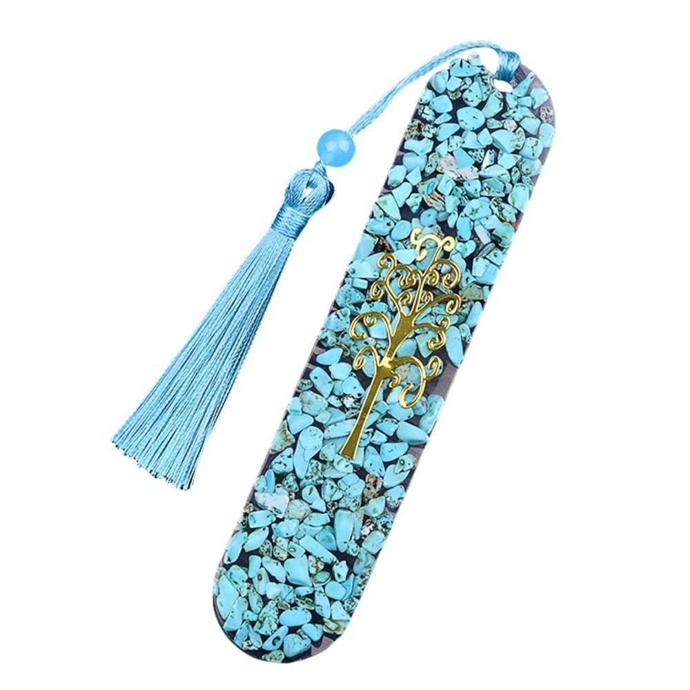 Resin Bookmarks with Tassels (Style C) Handmade Raw Chip Stone Bookmark Presents for Women Kids Students Teachers and Book Lovers School Home Reading