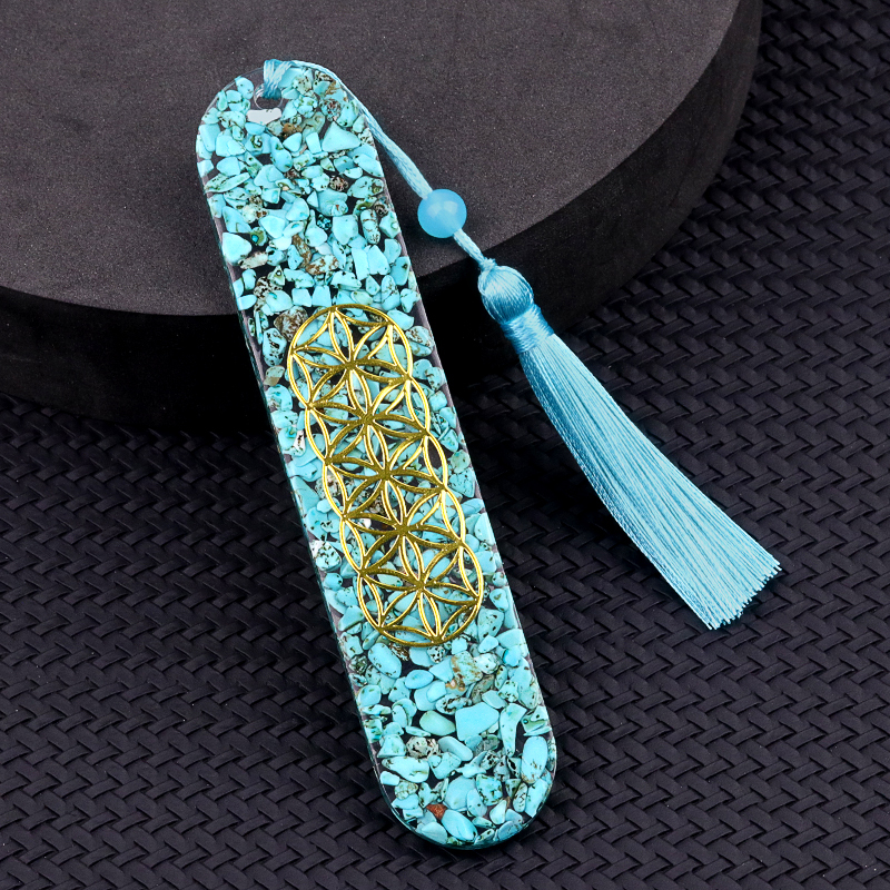 Resin Bookmarks with Tassels (Style-D) Handmade Raw Chip Stone Bookmark Presents for Women Kids Students Teachers and Book Lovers School Home Reading