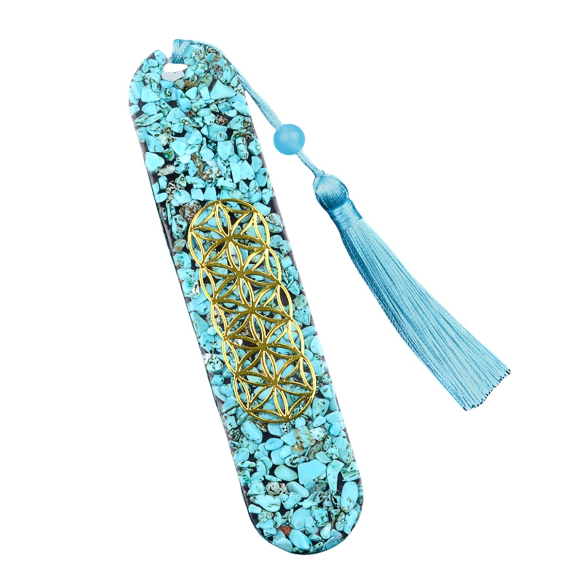 Resin Bookmarks with Tassels (Style-D) Handmade Raw Chip Stone Bookmark Presents for Women Kids Students Teachers and Book Lovers School Home Reading