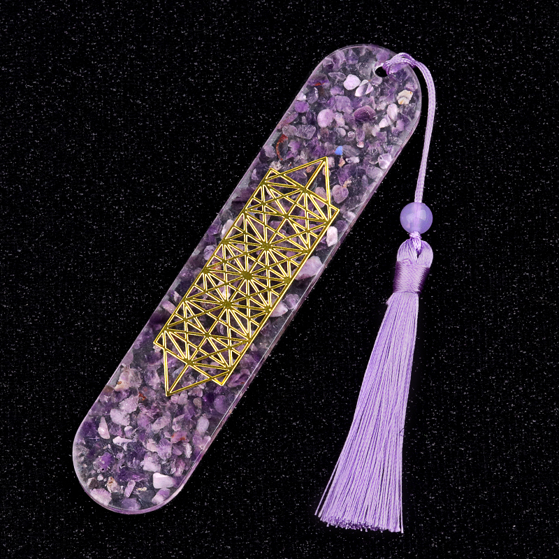 Style-B Resin Bookmarks with Tassels Handmade Raw Chip Stone Bookmark Presents for Women Kids Students Teachers and Book Lovers School Home Reading