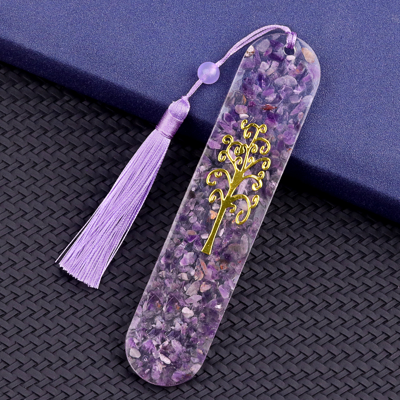 Resin Bookmarks with Tassels (Style-A) Handmade Raw Chip Stone Bookmark Presents for Women Kids Students Teachers and Book Lovers School Home Reading