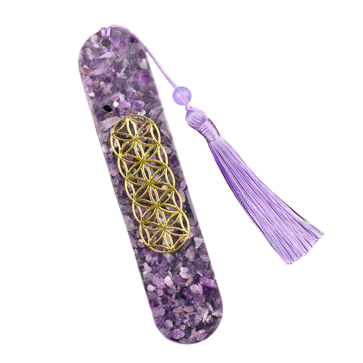 Resin Bookmarks with Tassels (Style-D) Handmade Raw Chip Stone Bookmark Presents for Women Kids Students Teachers and Book Lovers School Home Reading